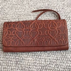 Leather Alex and Ani wallet with embossed detail